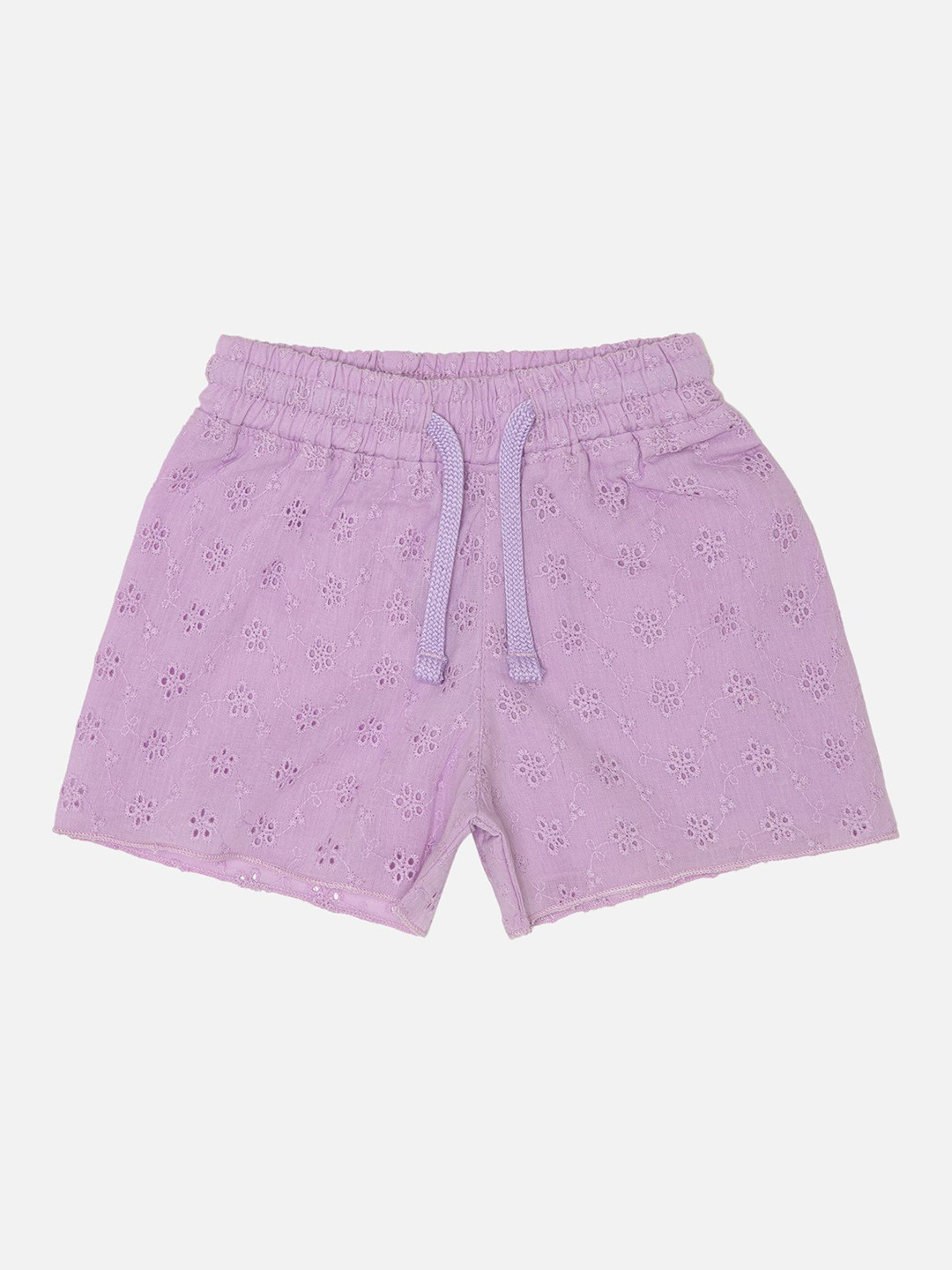 Bodycare Girls Lilac Self Design Regular Fit Bodycare Shorts