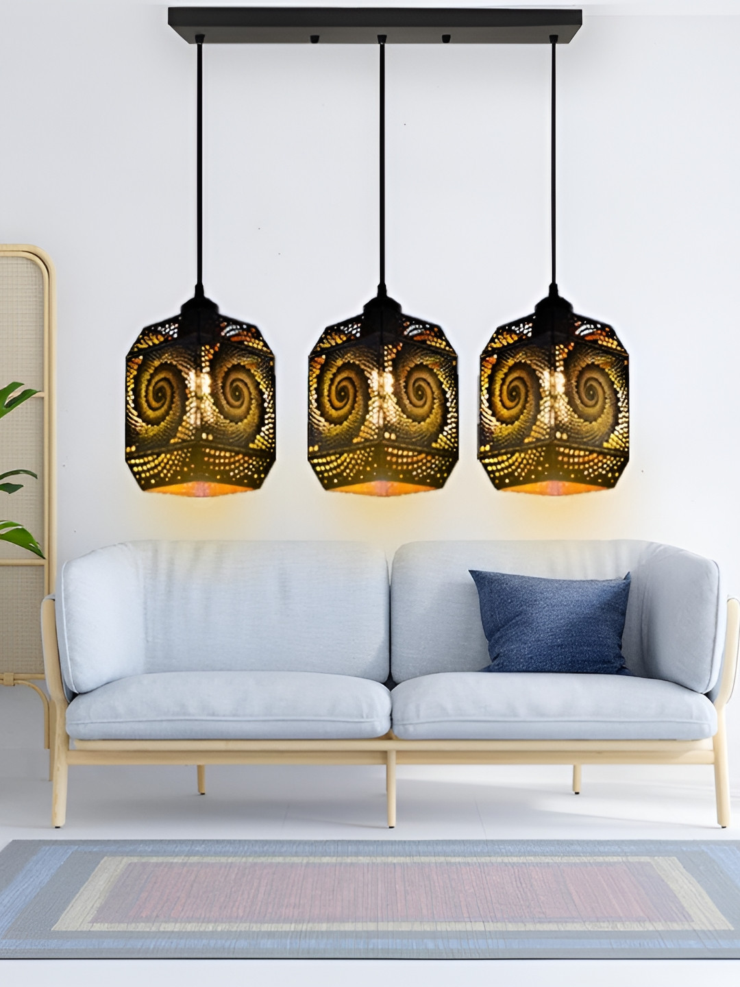 KINIS Modern and Unique Style Black & Gold-Toned Quirky Ceiling Lamp