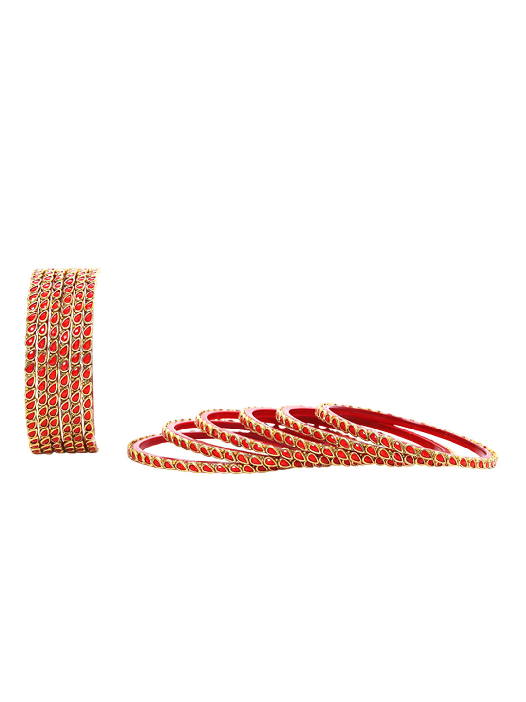 KOTTIAR CREATIONS Set Of 12 Crystal Studded Glass Opal Diamond Bangle