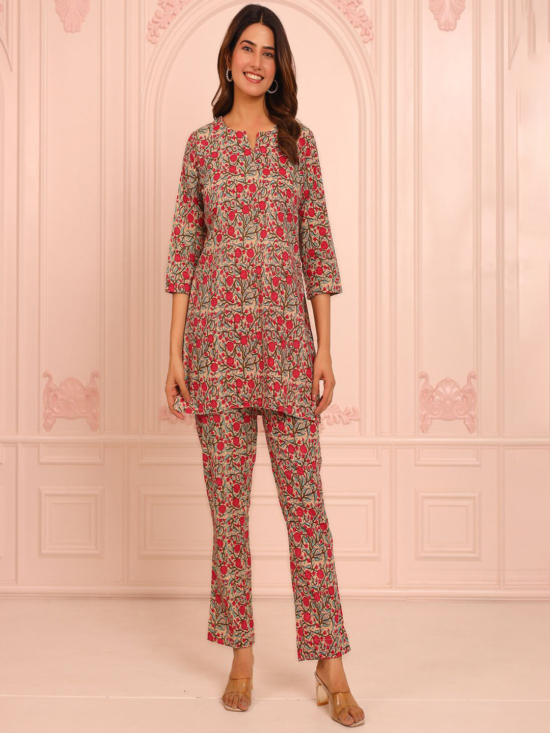 Ethnic Printed Cotton Tunic & Trousers Co-ords
