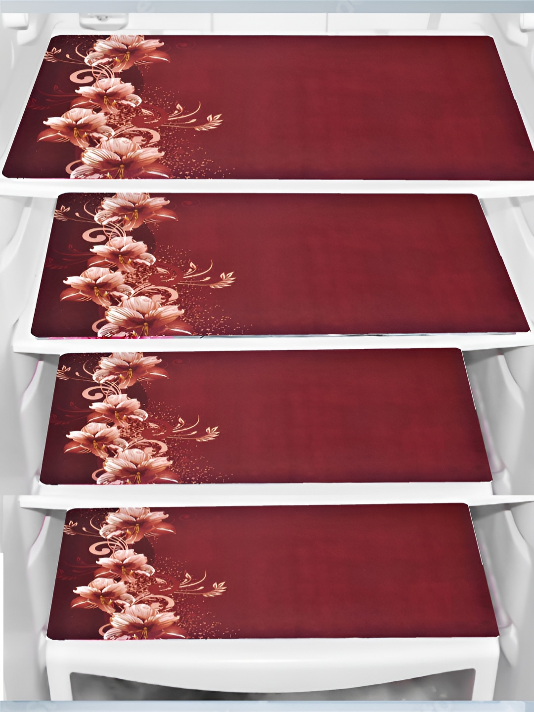 Aura 4-Pcs Brown Printed Water Proof Fridge Mats