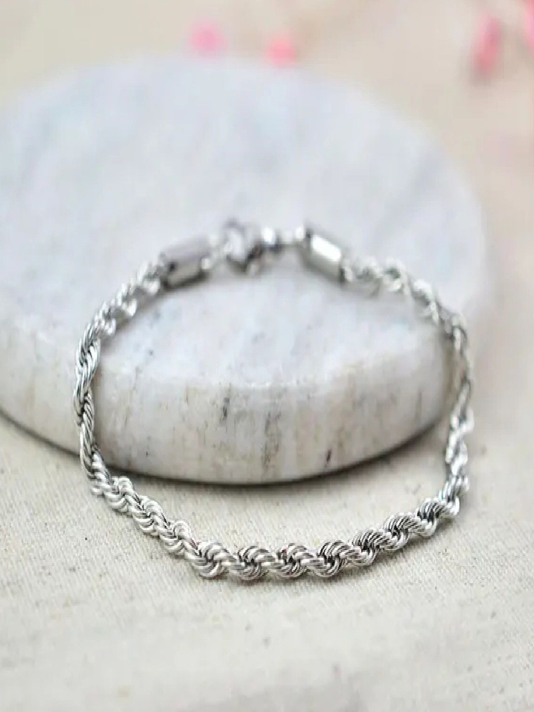 Crazy Fashion Unisex Stainless Steel Silver-Plated Link Rope Bracelet
