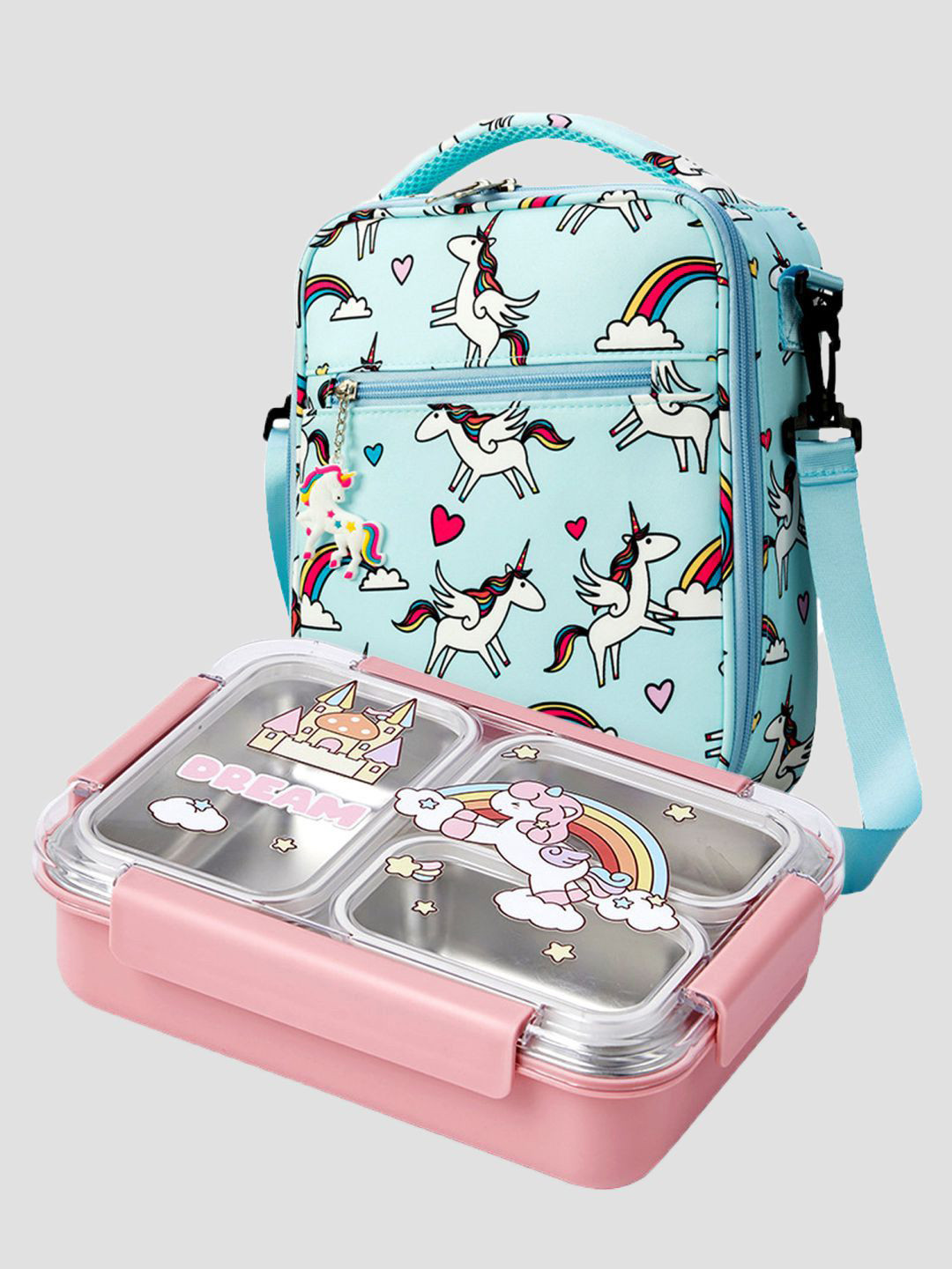 Little Surprise Box LLP Princess Magic Unicorn 2PC Lunch Box With Spoon & Fork