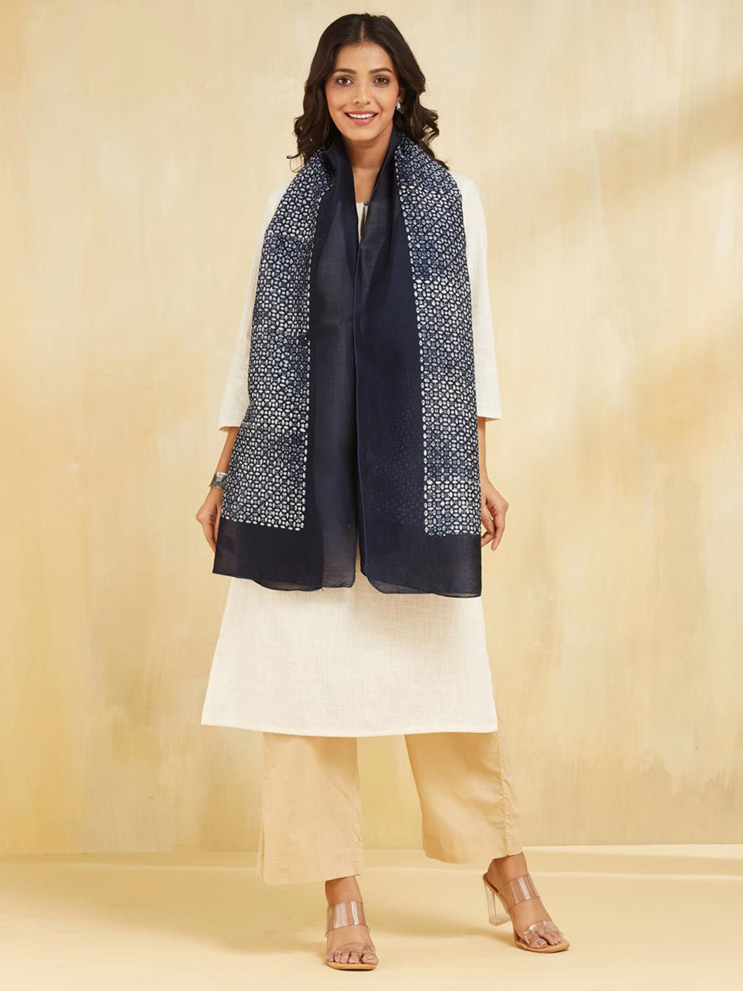 Fabindia Women Indigo Batik Printed Stole