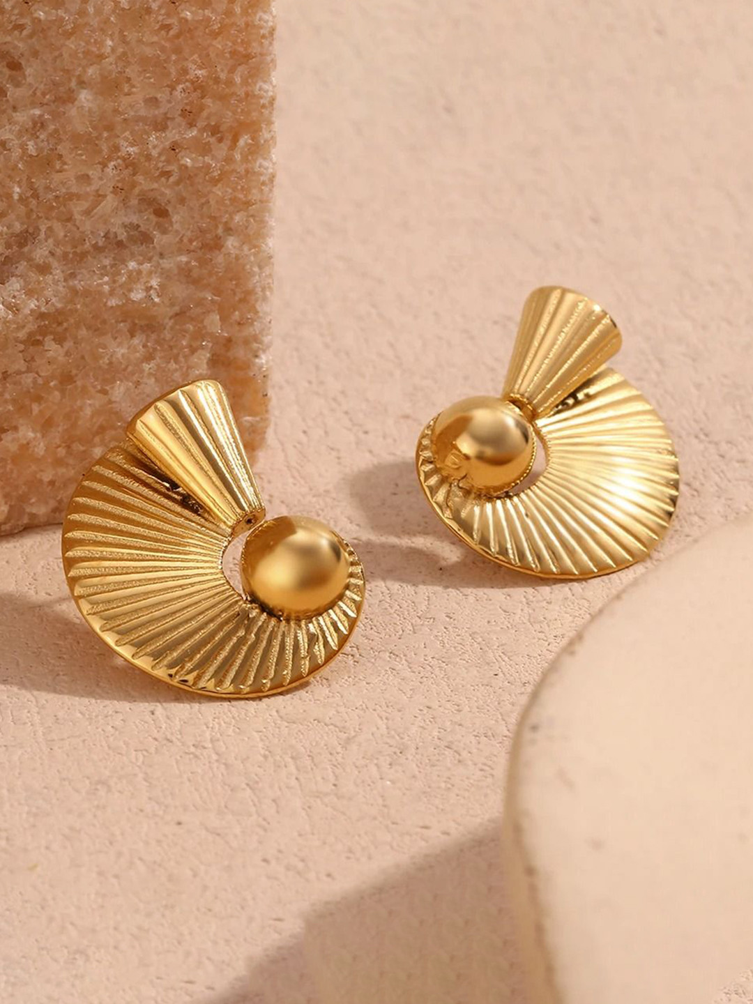 VIEN Stainless Steel 18K Gold-Plated Floral Shaped NonTarnish Drop Earrings