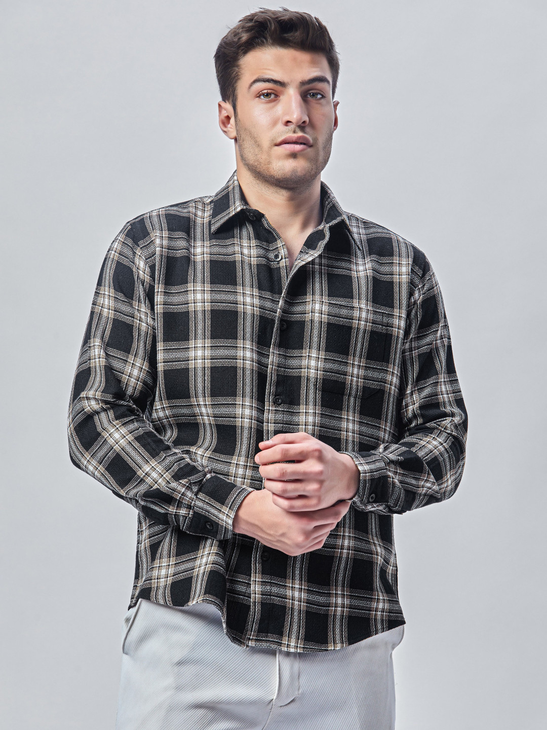 BUSCOTT Men Smart Micro Checks Checked Casual Shirt