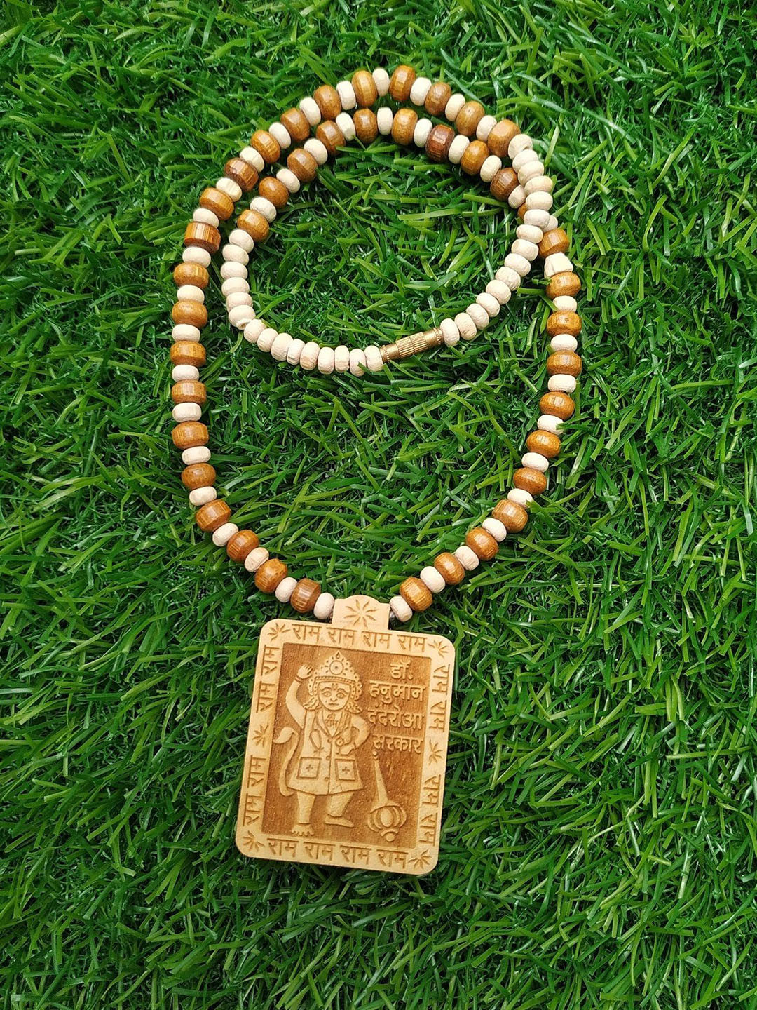 APNA KANHA Hanuman Dandraua Sarkar Long Beads Wooden Kanthi Mala Wood Pendants & Chains