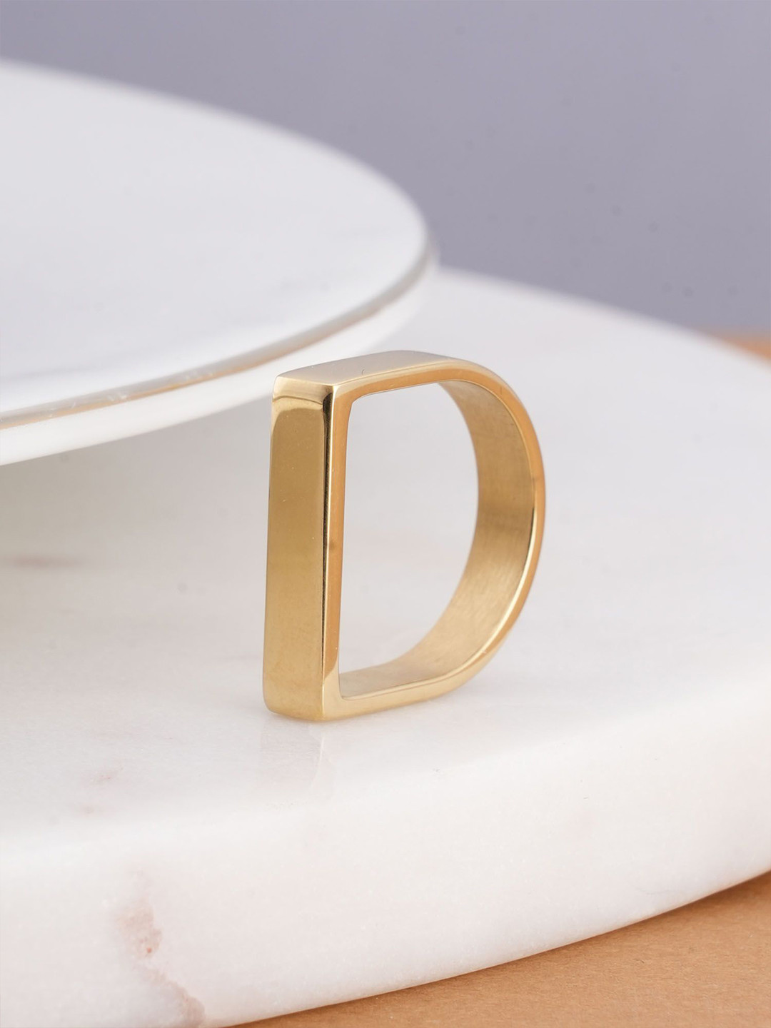 PALMONAS Waterproof & Anti-Tarnish Classic Gold-Plated Bar Ring