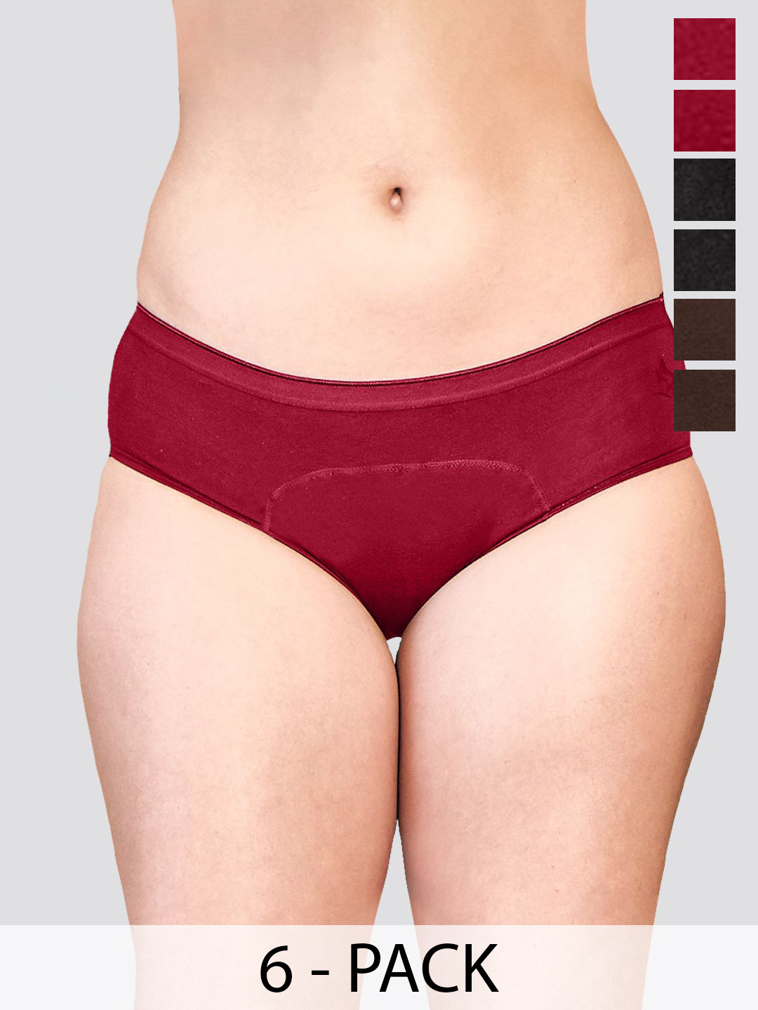 Kalyani Emy Pack Of 6 Mid-Rise Anti-Odour Hipster Briefs