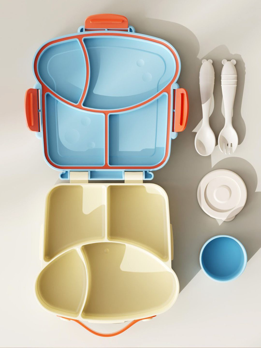 Little Surprise Box LLP Bread slice Shape Microwave Safe 4PCs Lunch Box With Spoon & Fork