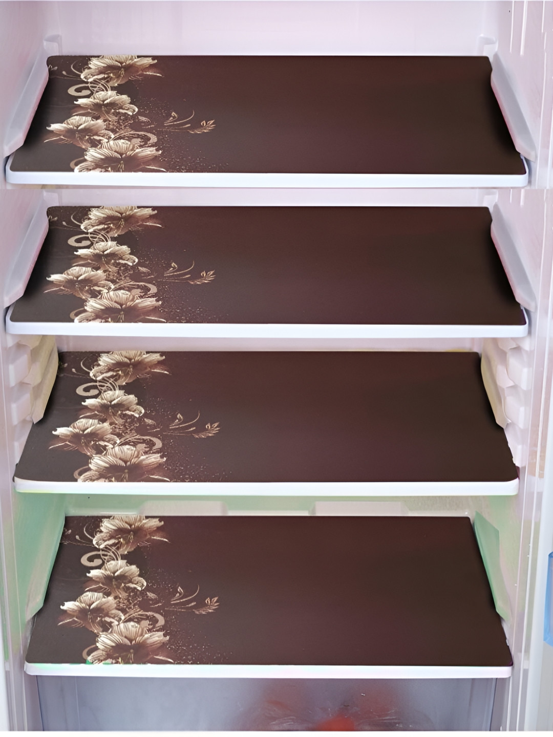 Aura 4 Pcs Brown Printed Waterproof Fridge Organizer