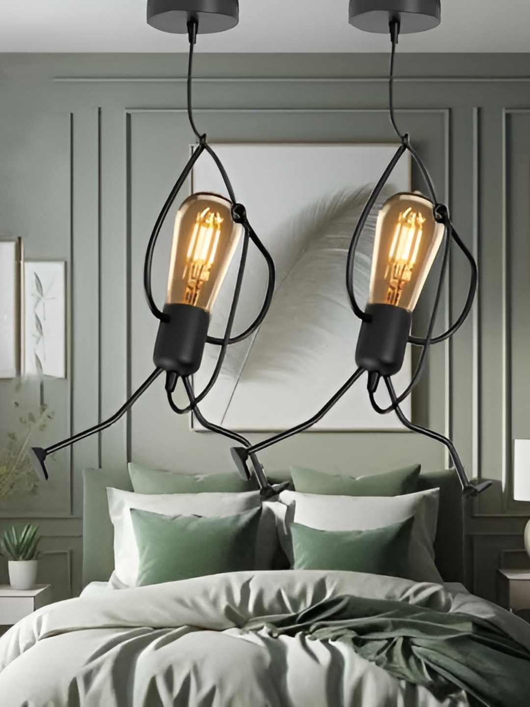 KINIS 2 Pcs Modern and Unique Style Black Quirky Ceiling Lamp
