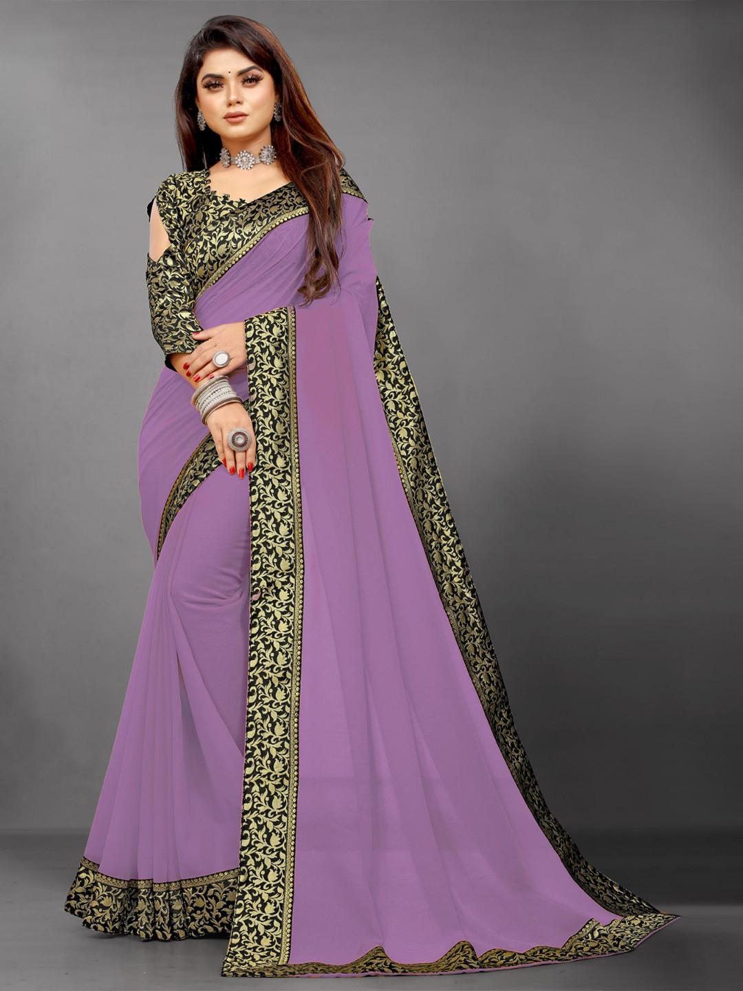 limtd Woven Design Border Pure Georgette Saree With Blouse Piece