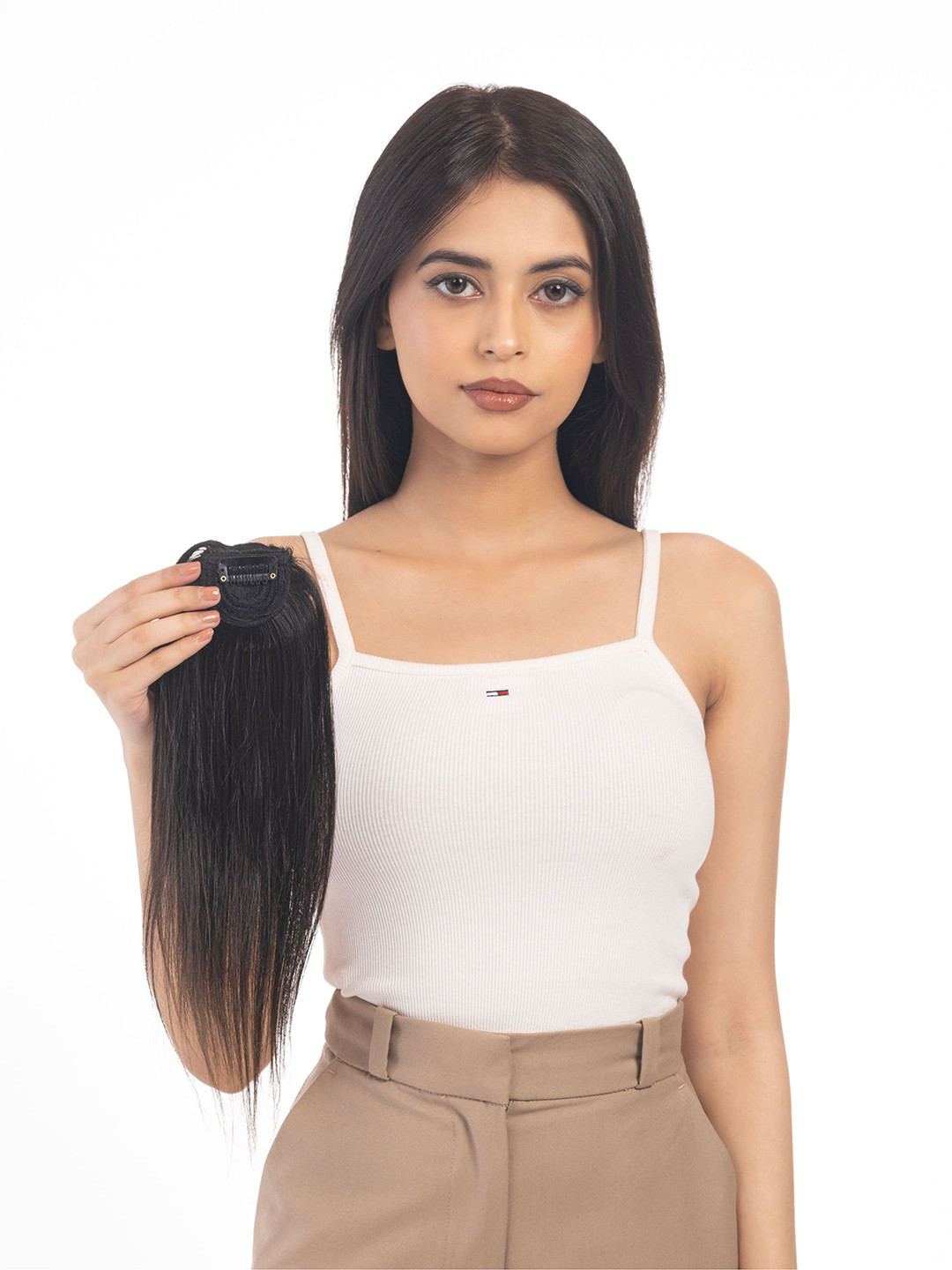 HAIRJOY 1 Clip Invisible Hair Patch Extension Instant Volume Dark Brown 20 Inches