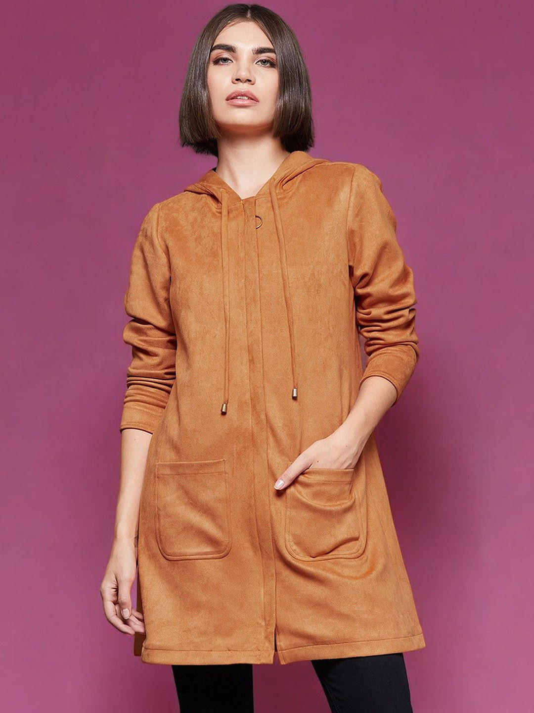 DressBerry Women Hoded Longline Tailored Jacket