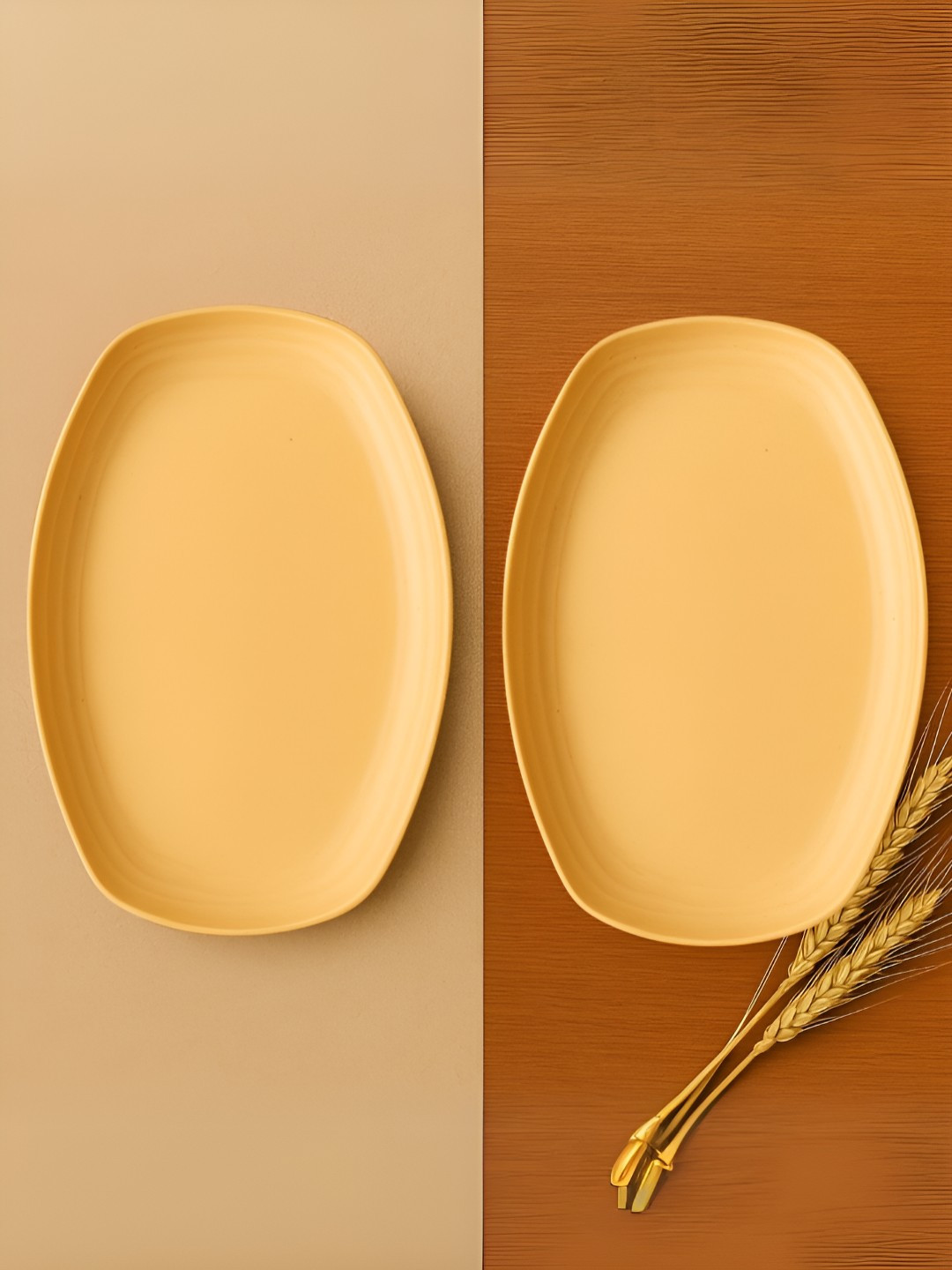 Myntra Elegant Homes Yellow 2 Pieces Bamboo Dishwasher And Microwave Safe Plates