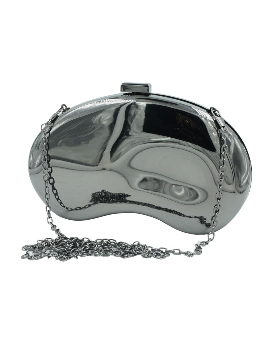 J & C Fashion Arena Shiny Metal Chic Purse Clutch With Sling Chain