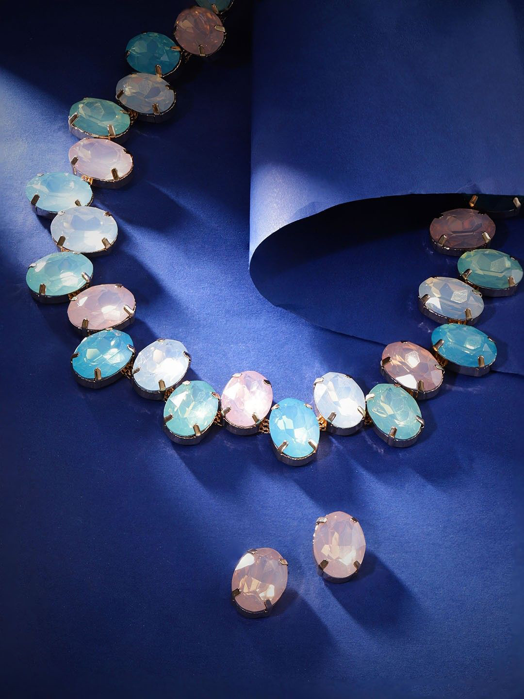 DressBerry 18K Gold-Plated Crystal & Gemstone Studded Necklace And Earrings