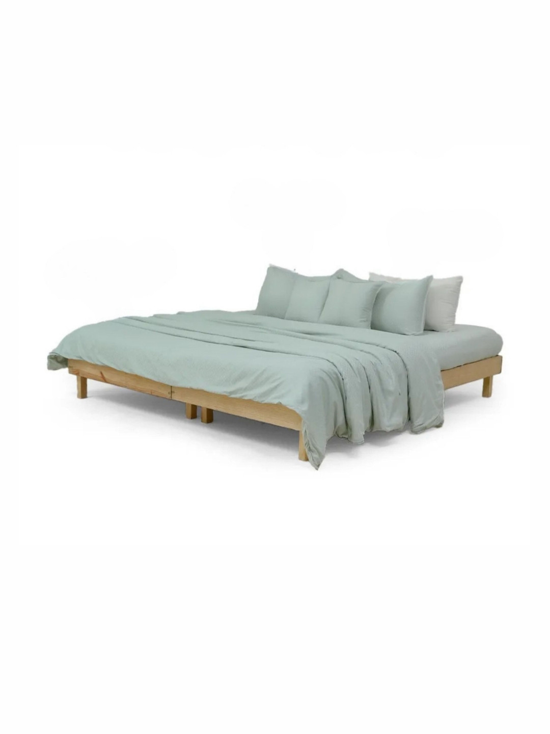 Zarf Sea Green Checked Cotton 400 GSM Comforter with 2 Pillowcases & 2 Cushion Covers