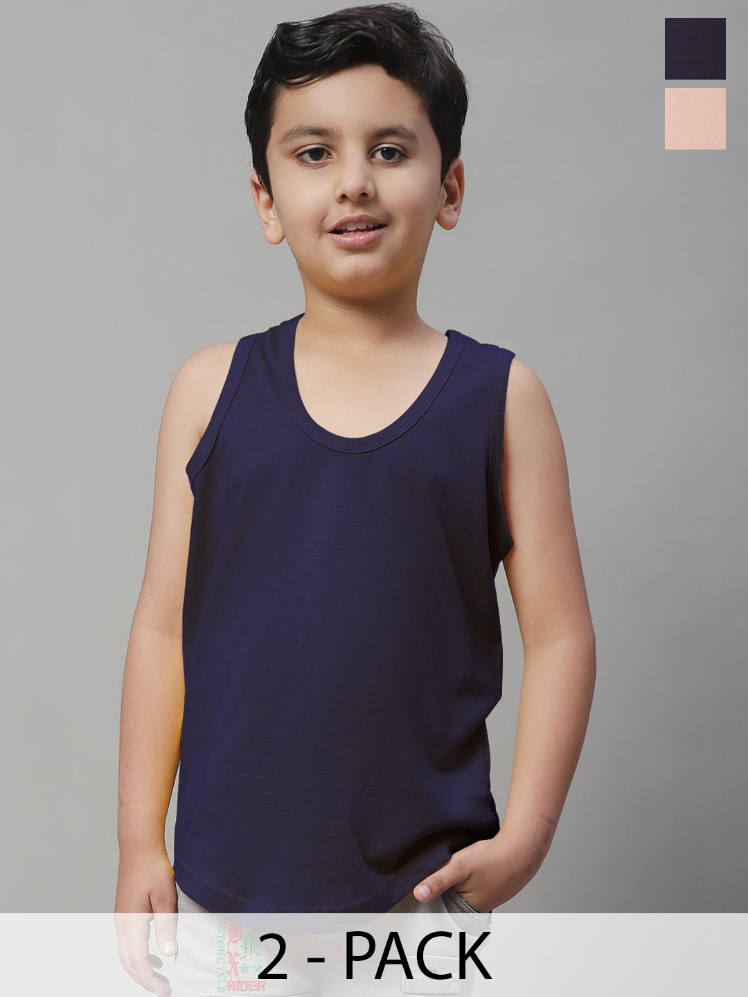 Friskers Boys Pack Of 2 Cotton Basic Vests 070525KDC-17-32