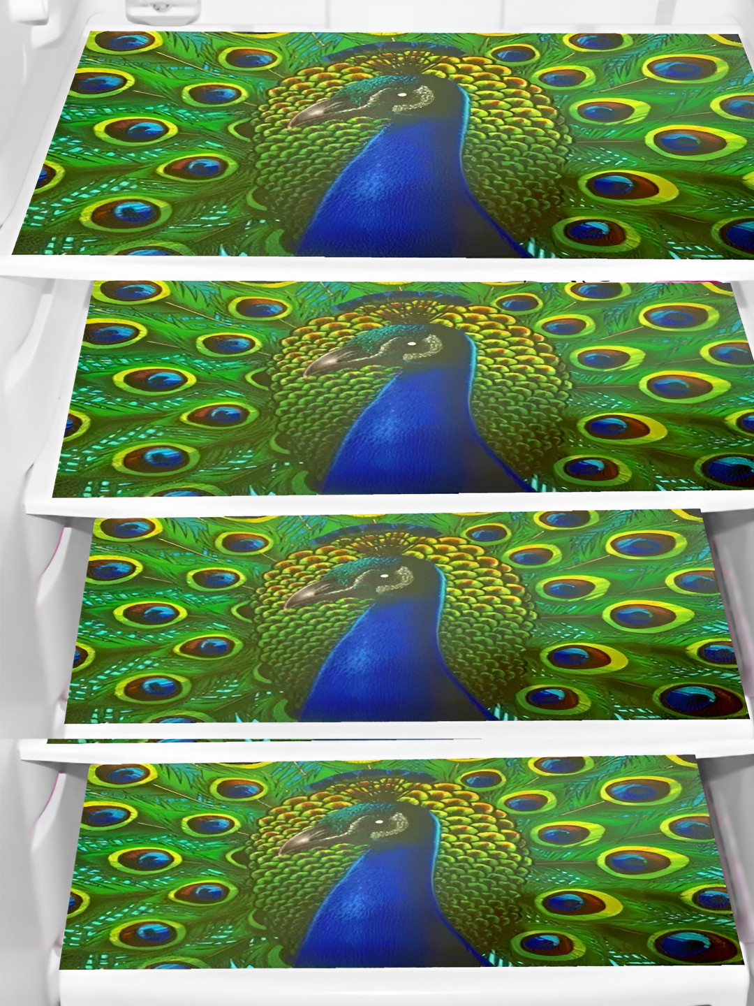 Aura 4-Pcs Green & Blue Printed Fridge Organisers