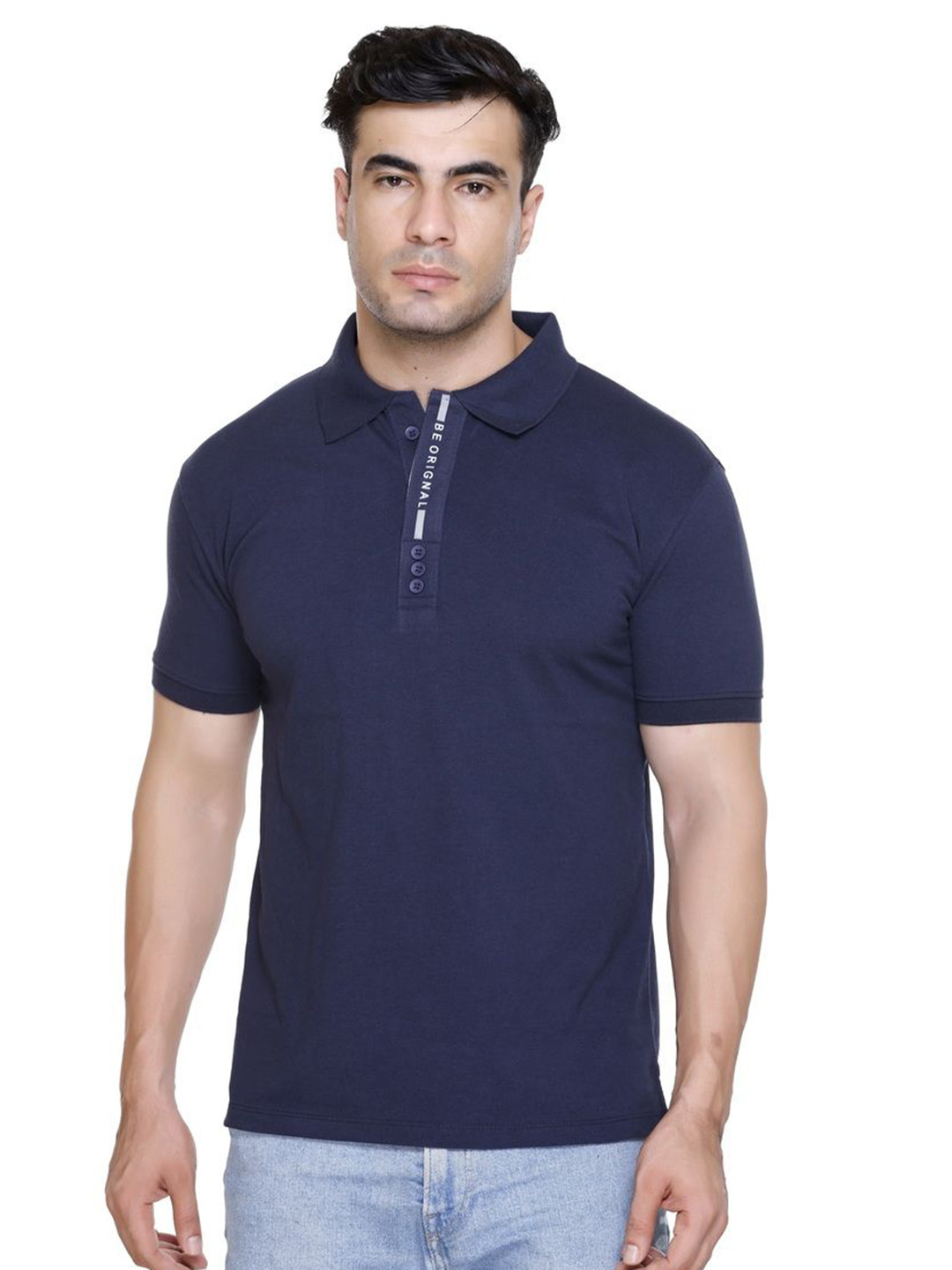 HOOD CULTURE Men Polo Collar Short Sleeves T-shirt