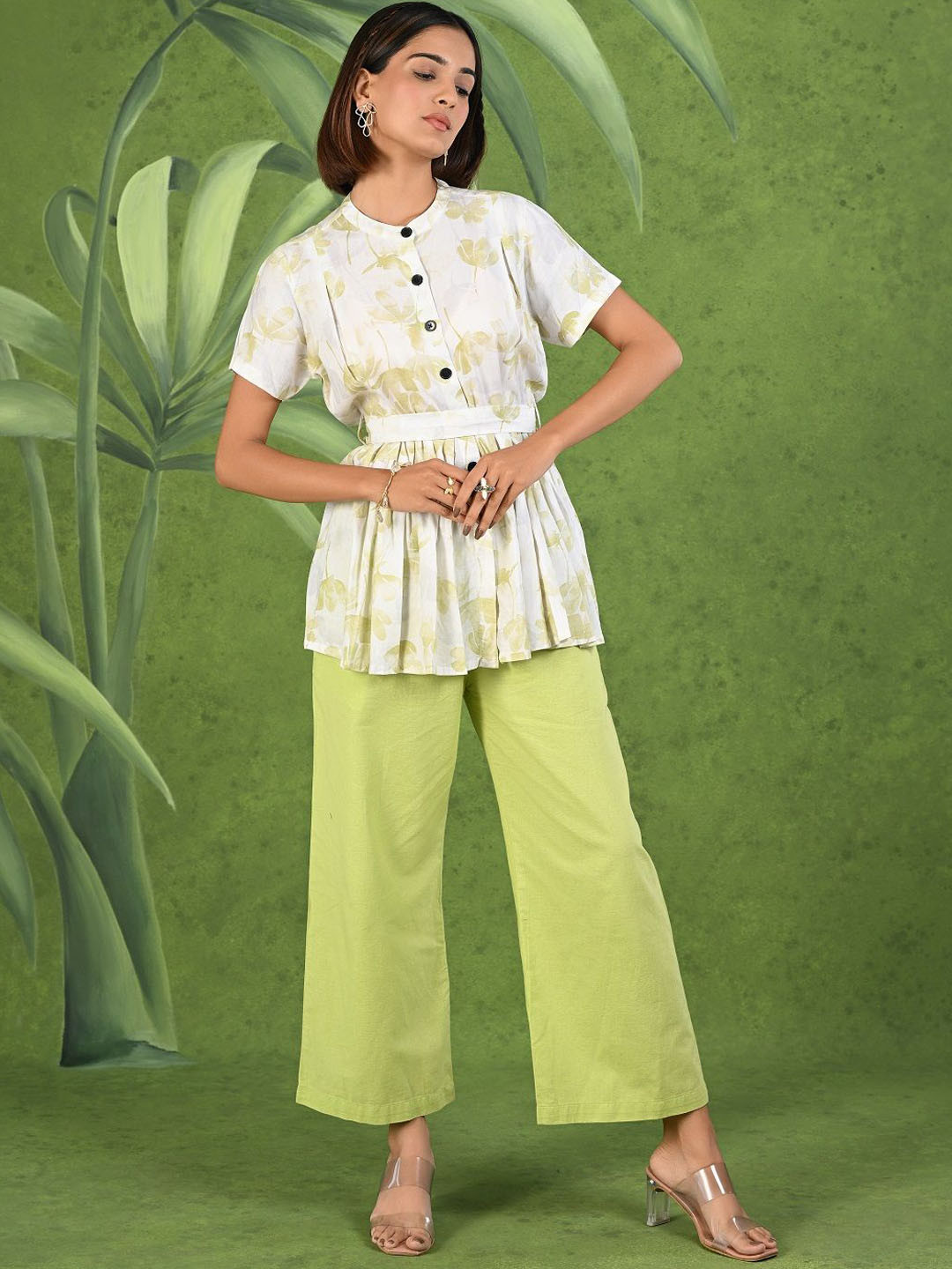 AC&F Printed Frock Style Tunic & Trousers Co-Ord Set