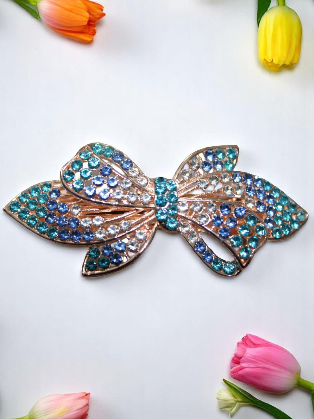 Jolly Faces Women Metal Embellished Banana Clip