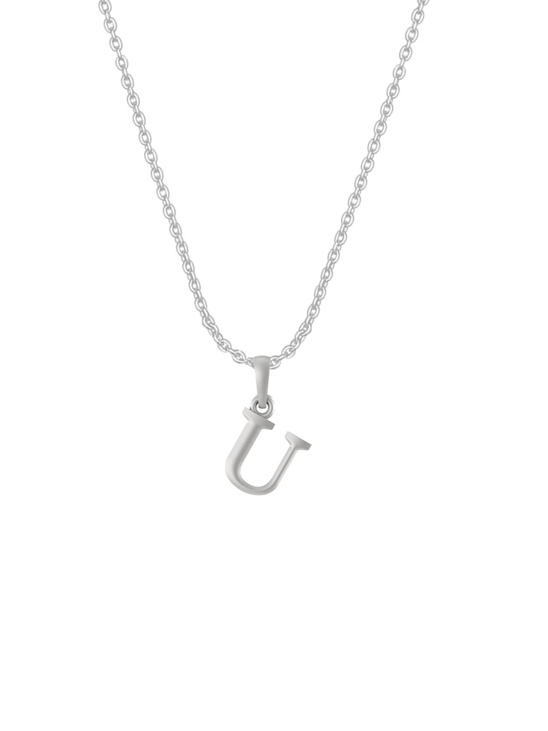 AKSHAT SAPPHIRE 925 Sterling Silver U Alphabet Pendant With Anchor Chain