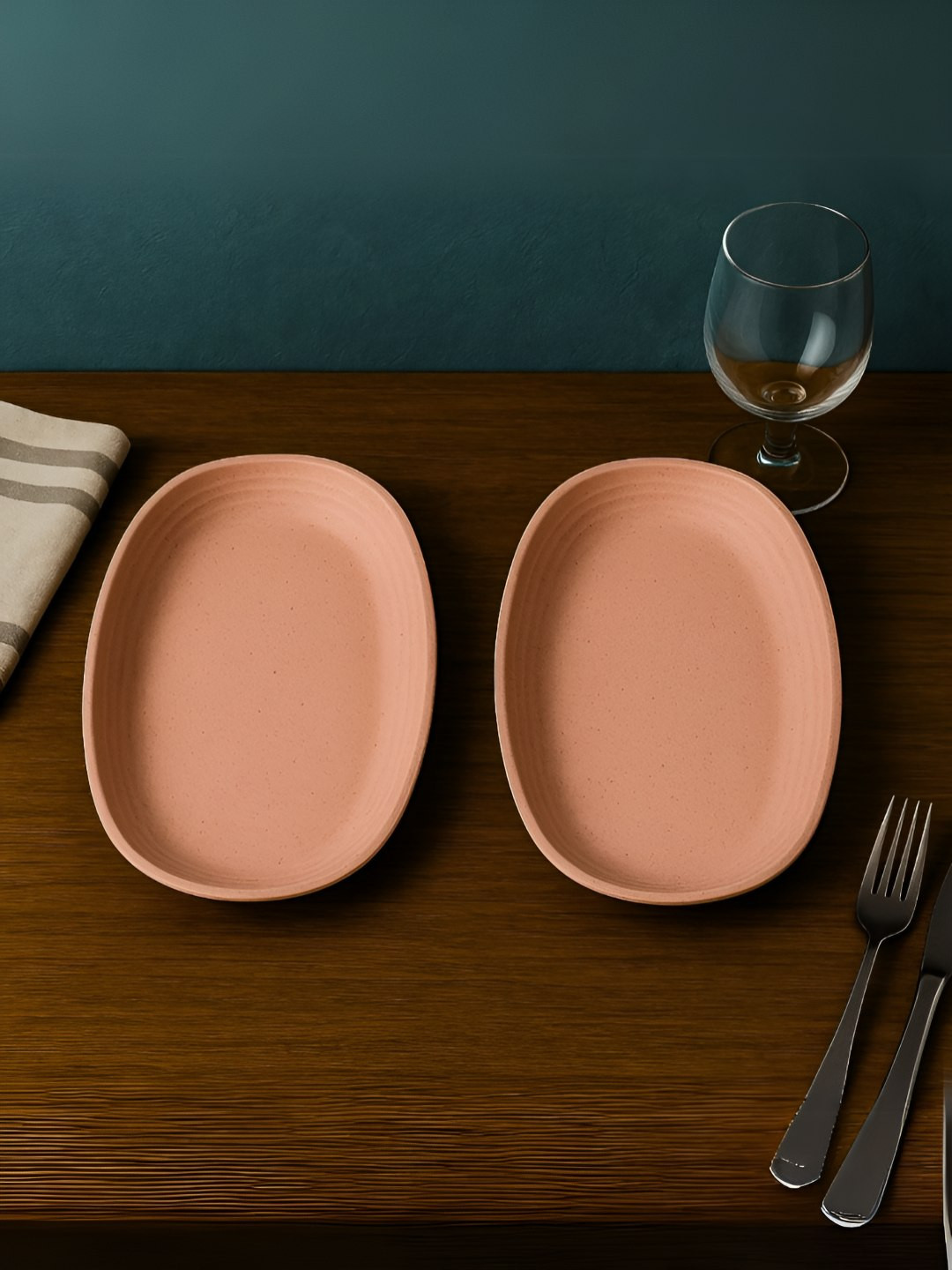 Myntra Elegant Homes Pink 2 Pieces Bamboo Dishwasher & Microwave Safe Oval Shaped Plates