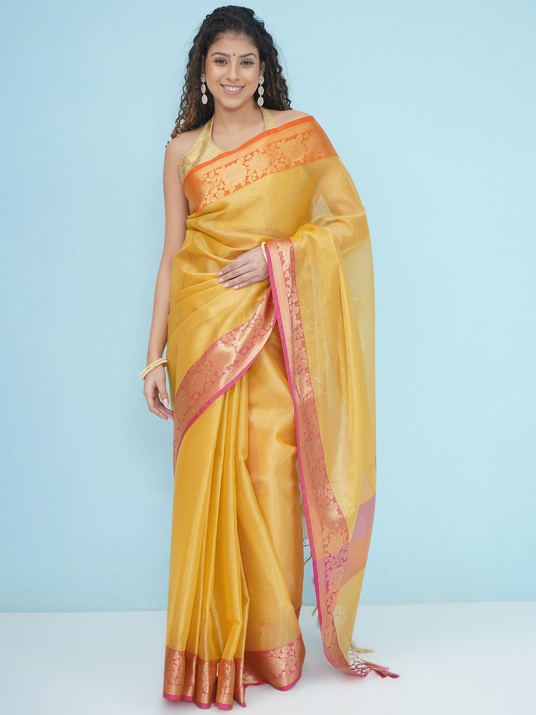 LABEL KASHI Woven Design Zari Border Banarasi Saree
