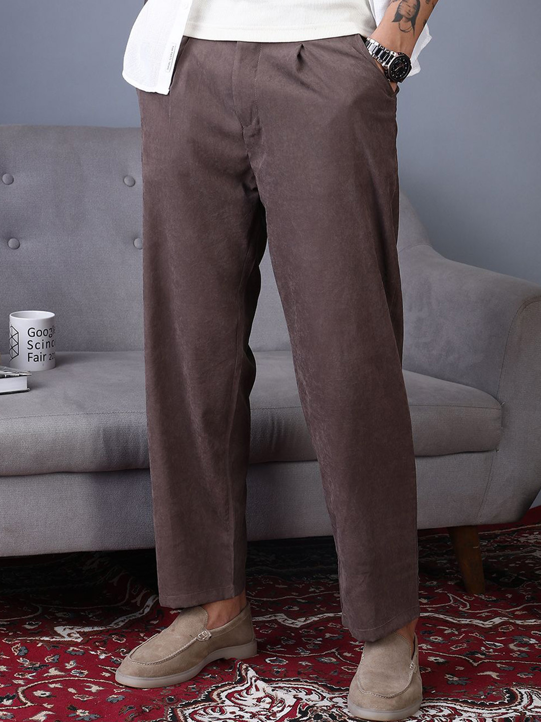 Coffe Colour Cotrise Pants For Boys Buy Campus Sutra Men Mid-Rise