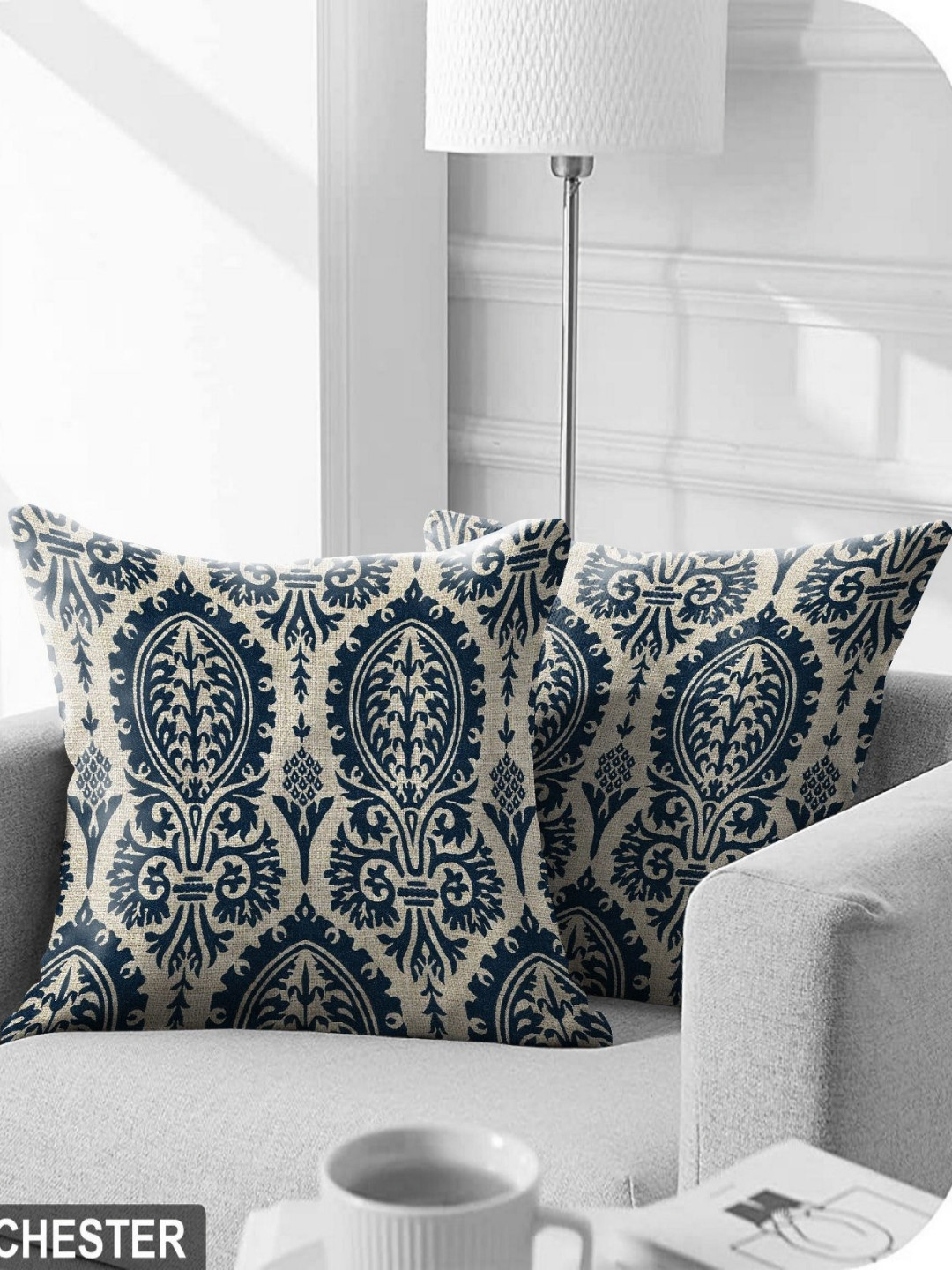 Aura Quick-Dry Manchester Polyester Anti-Wrinkle 2 Pcs Cushion Covers-16x16In