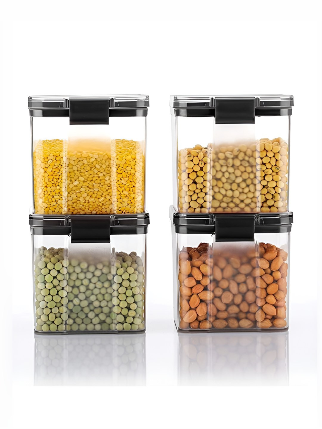 Aura Black Plastic Easy To Clean Clip-On Jar-700ml