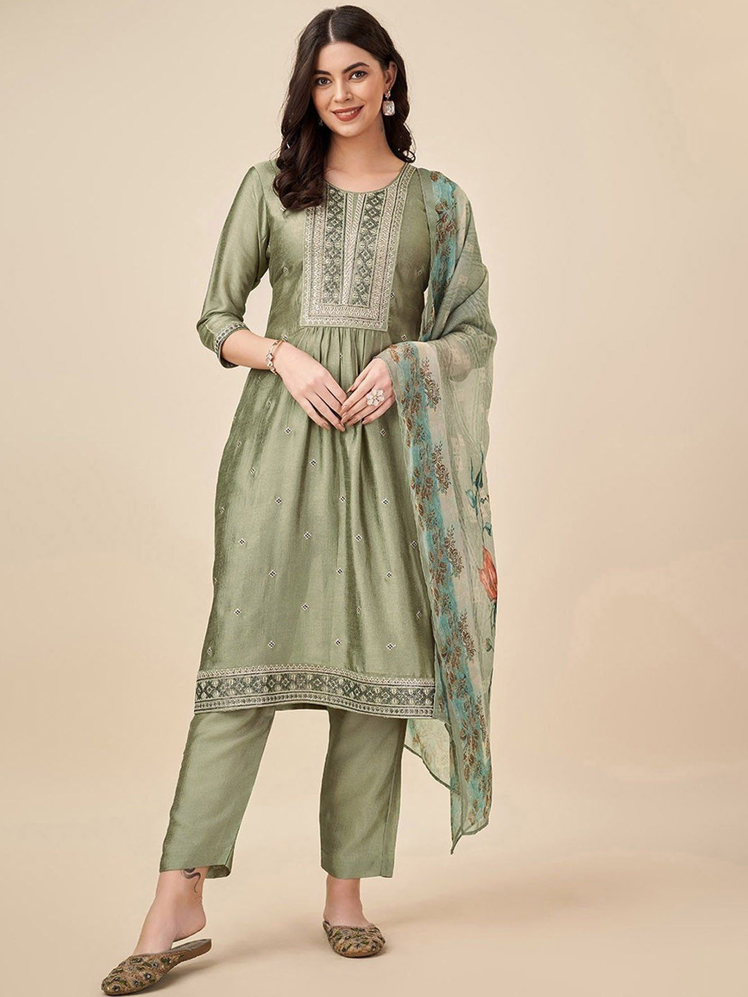 SHILL INTERNATIONAL Women Embroidered Regular Kurta Sets With Dupatta