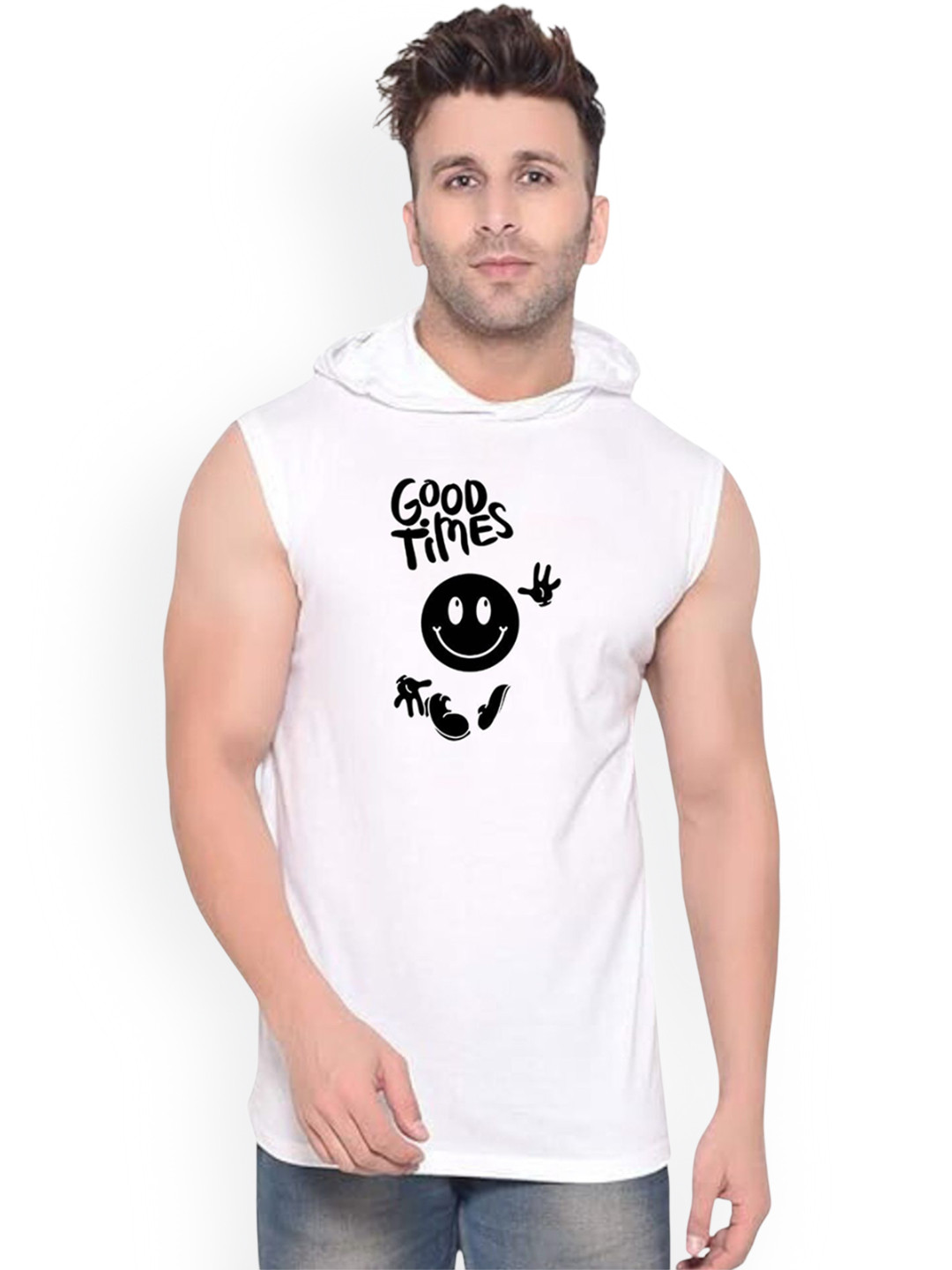 Fashnobic Good Times Printed Gym Vests K__print-121_gym_vest_white