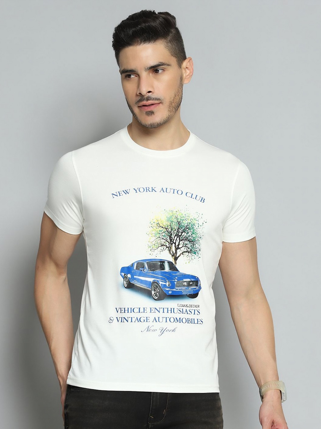 Cloak & Decker Men Printed Regular Fit T-shirt