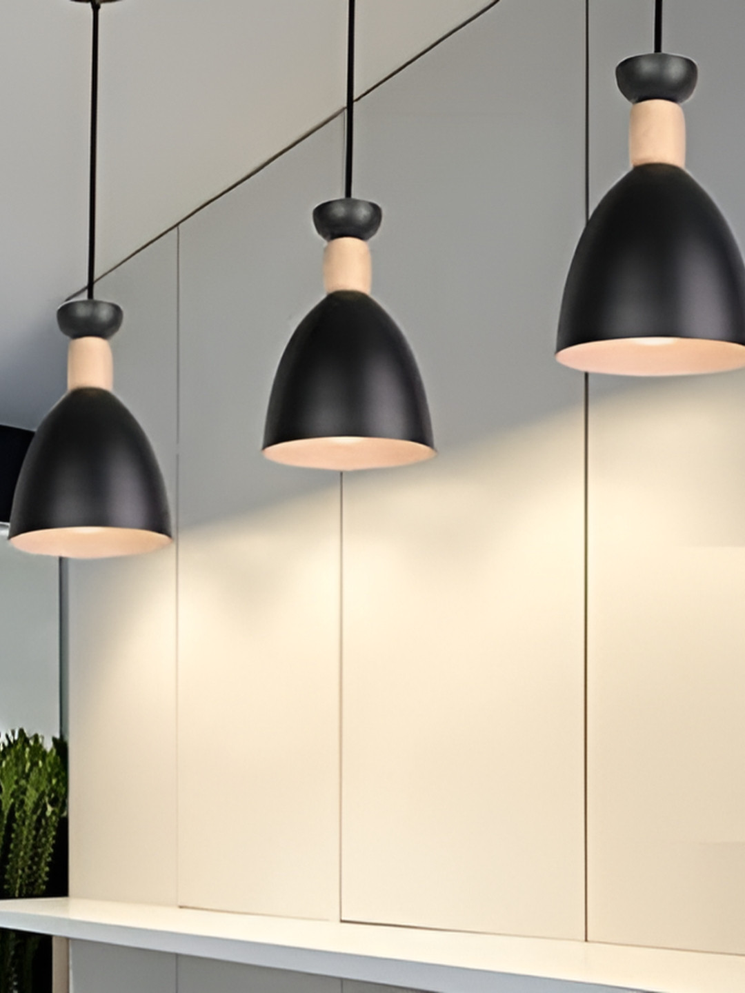 KINIS Black & Beige Aluminium Cylinder Shaped Ceiling Lamp