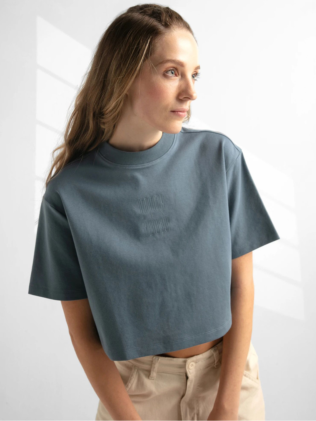 Jockey Groove Women Super Combed Cotton Rich Elastane Oversized Boxy Fit Crop Top - WZ03