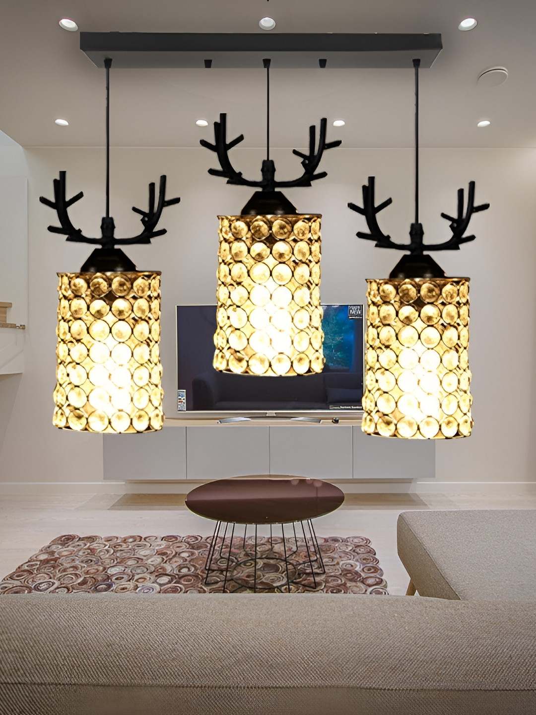KINIS Black & Silver-Toned Metal Square Ceiling Lamp