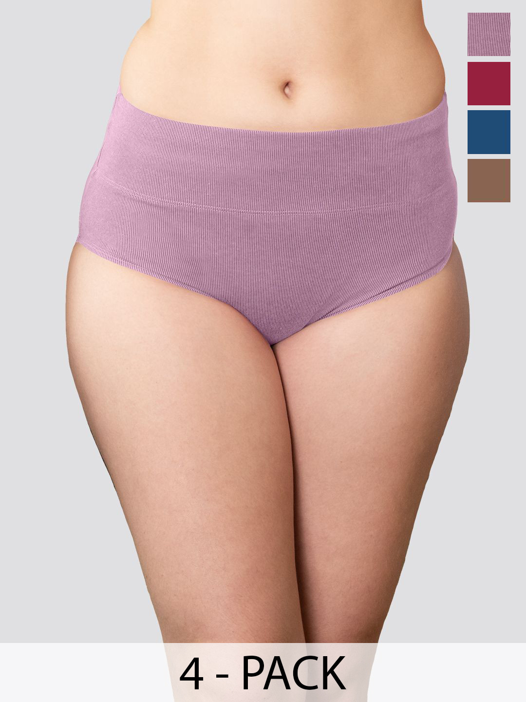 Kalyani Isac Pack Of 4 High-Rise Cotton Tummy Control Briefs