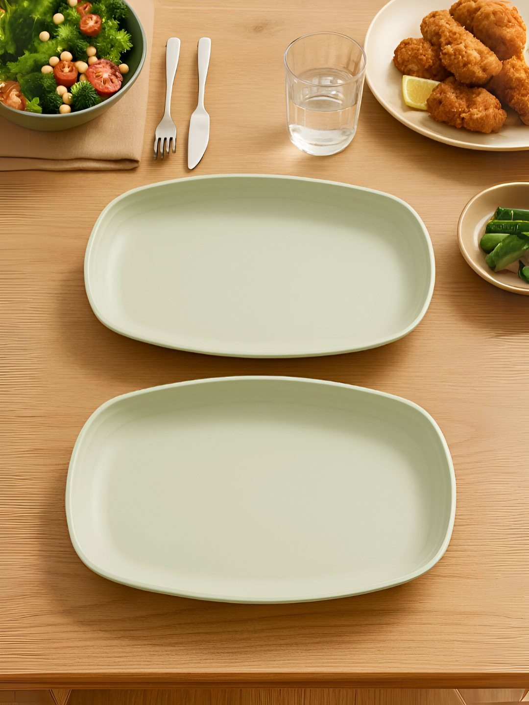 Myntra Elegant Homes Green 2025 2 Pieces Bamboo Dishwasher and Microwave Safe Plates