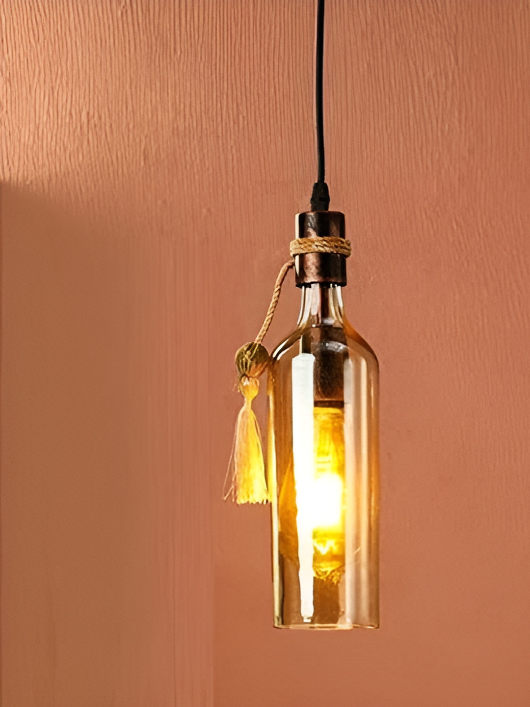 KINIS Brown Textured Glass Abstract Shaped Ceiling Lamp