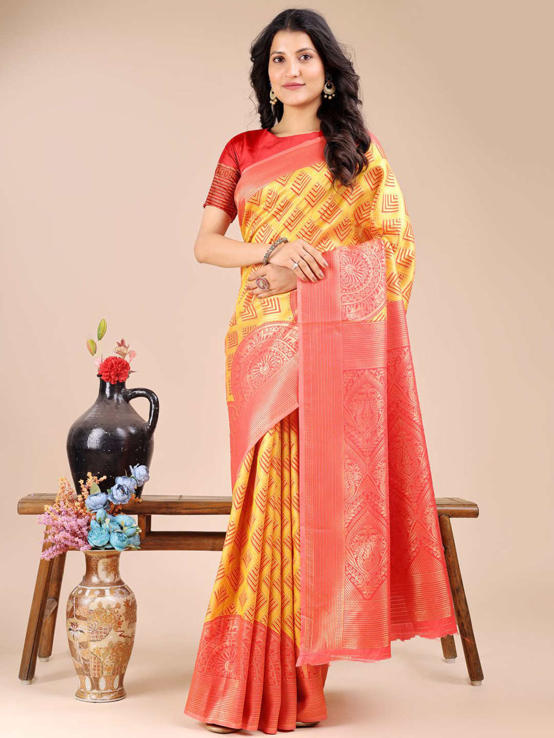 Kalista Women Banarsi Saree With Blouse Piece