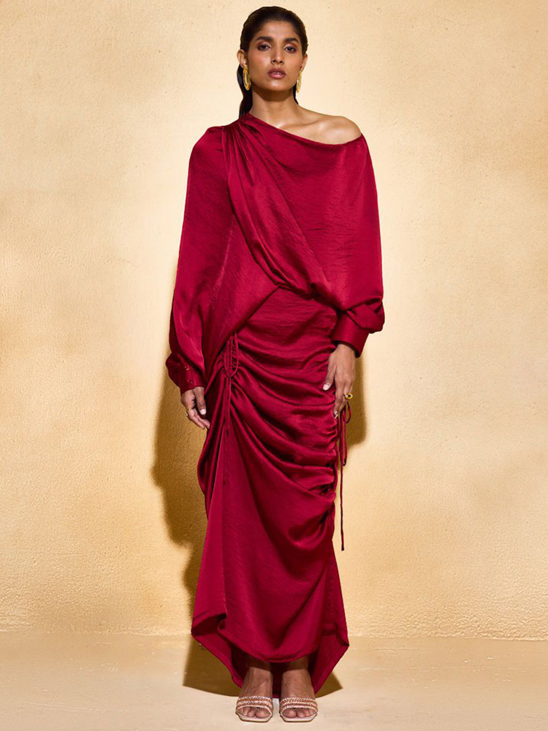 ECHO STUDIO One Shoulder Top With Gathered Skirt Co-Ords