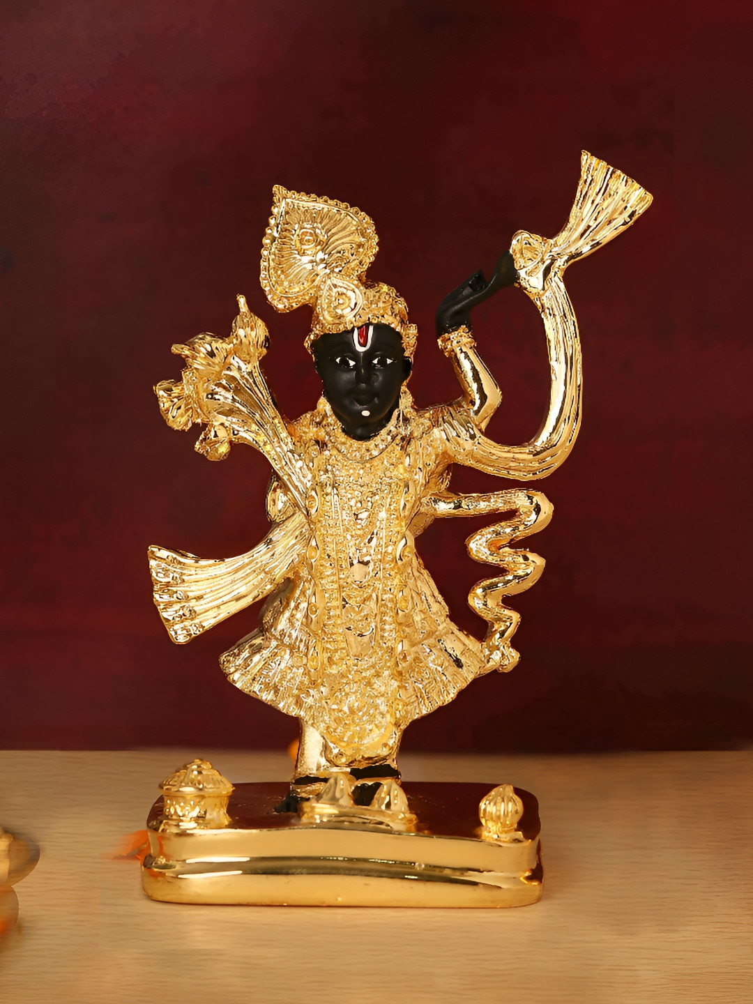 HOUSE OF WEMY Lord Shreenath Ji Black Polyresin Glossy Prayer Room Small Showpiece -