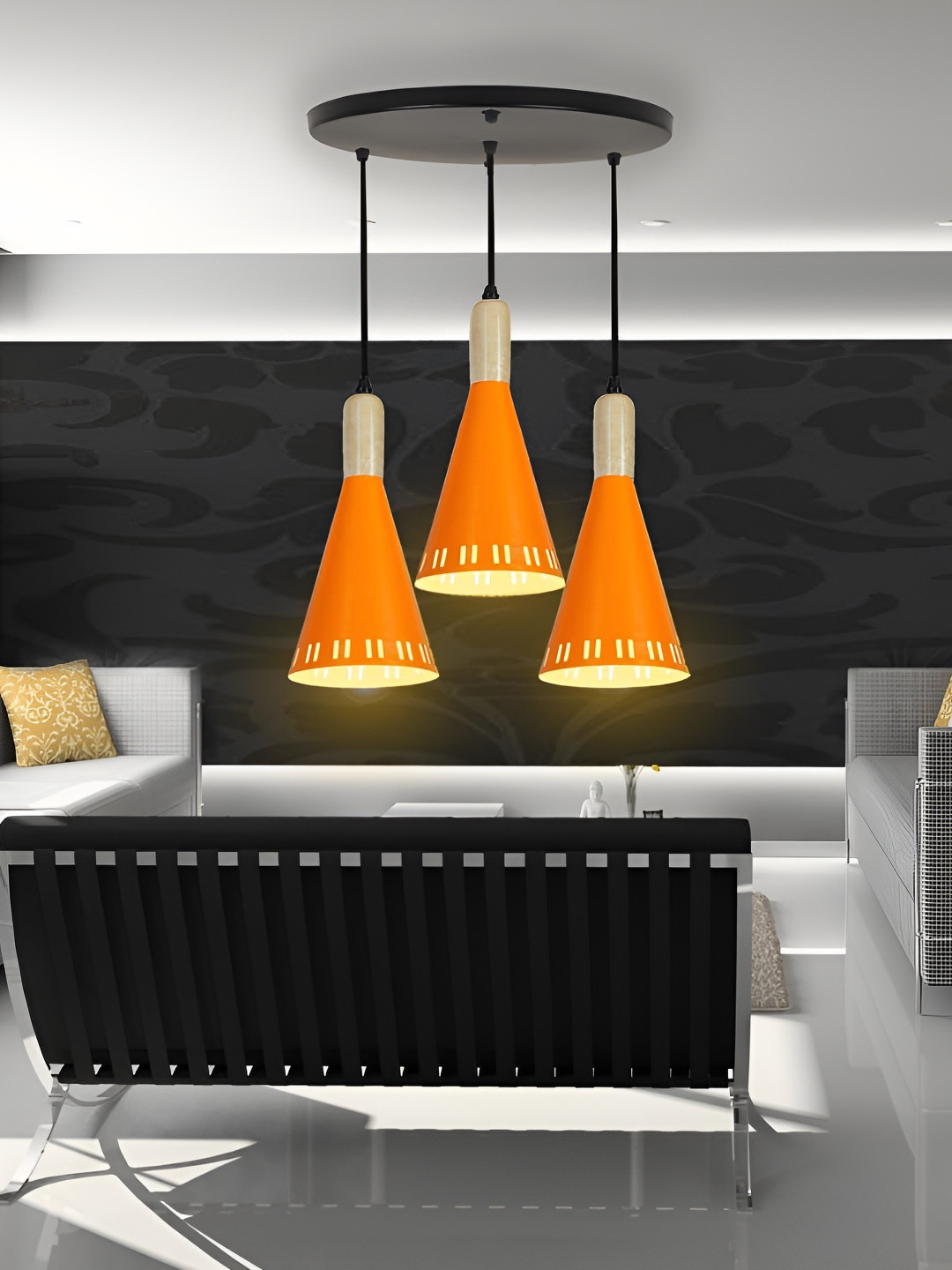 KINIS Modern and Unique Style Orange Aluminium Quirky Ceiling Lamp
