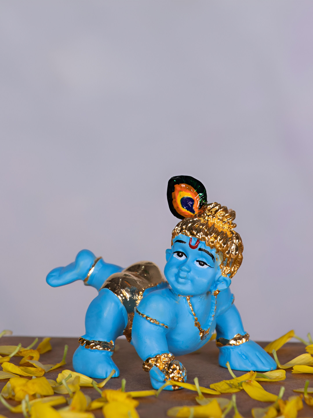 HOUSE OF WEMY Bala Krishna Blue Polyresin Matte Prayer Room Small Showpiece -