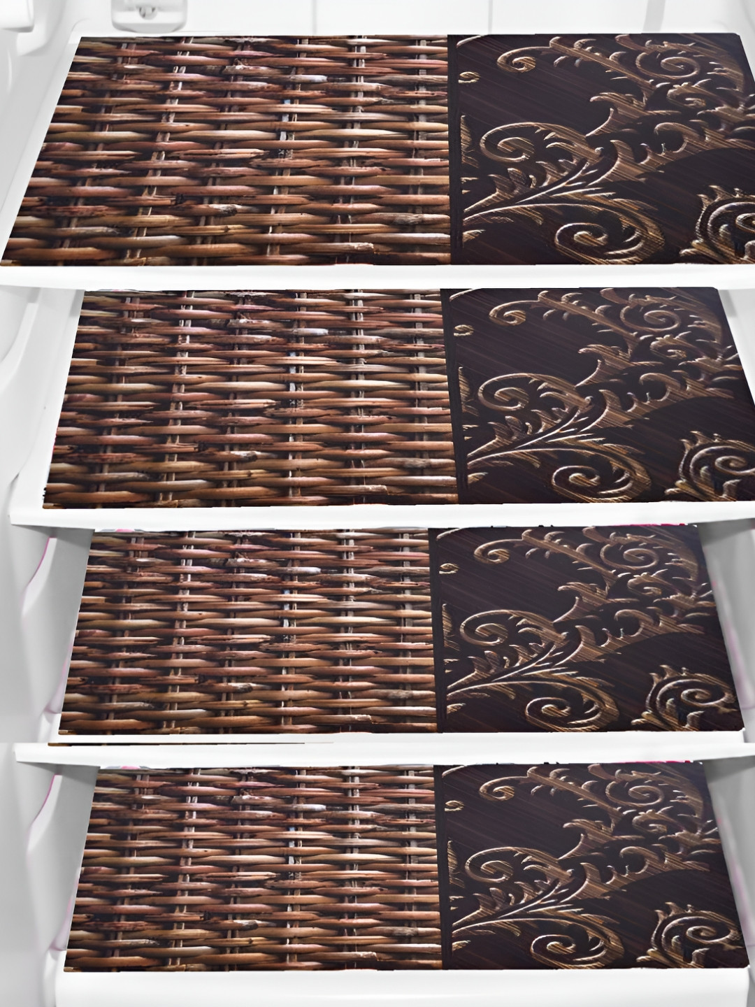 Aura 4Pcs Brown Printed Fridge Mats