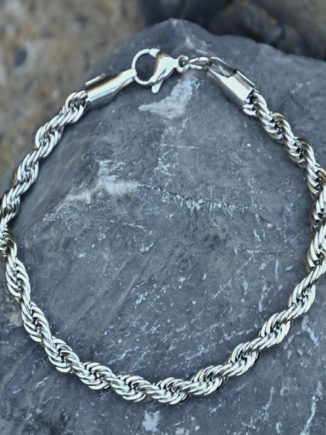 Crazy Fashion Unisex Stainless Steel Silver-Plated Link Rope Bracelet